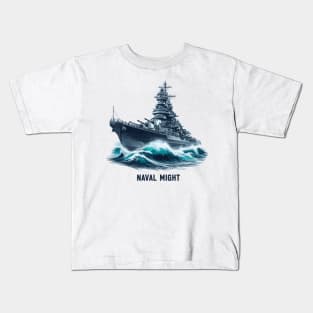 Powerful Battleship, Naval Might Kids T-Shirt